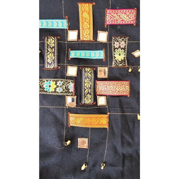 Sandy Starkman Patchwork Jacket Cottagecore Boho Festival Craft Cotton Rayon L - Picture 6 of 11